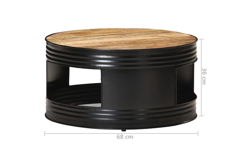 sofabord 68x68x36 cm massivt ru mangotræ sort - Sort - Møbler - Borde - Sofabord