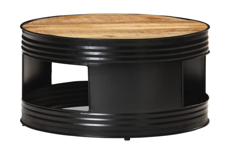sofabord 68x68x36 cm massivt ru mangotræ sort - Sort - Møbler - Borde - Sofabord