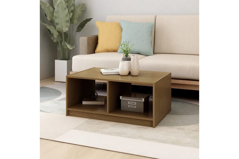 sofabord 75x50x33,5 cm massivt fyrretræ gyldenbrun - Brun - Møbler - Borde - Sofabord