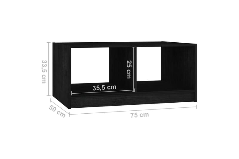 sofabord 75x50x33,5 cm massivt fyrretræ sort - Sort - Møbler - Borde - Sofabord