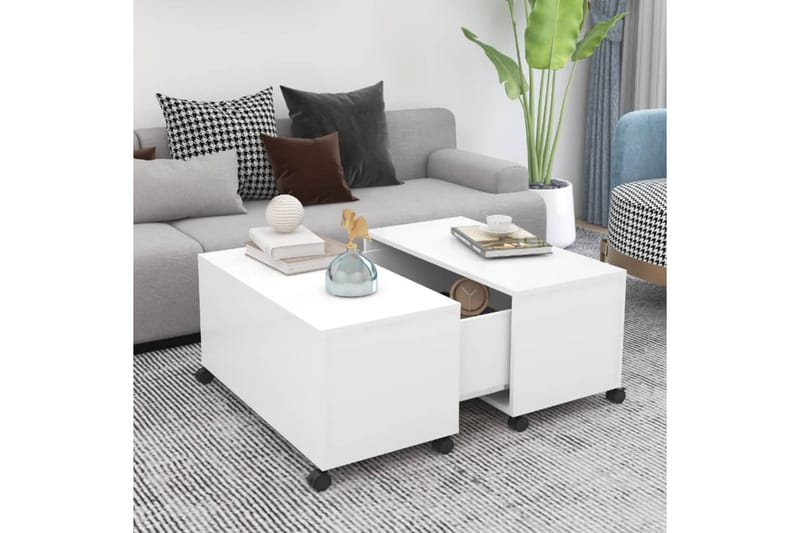 sofabord 75x75x38 cm spånplade hvid - Hvid - Møbler - Borde - Sofabord