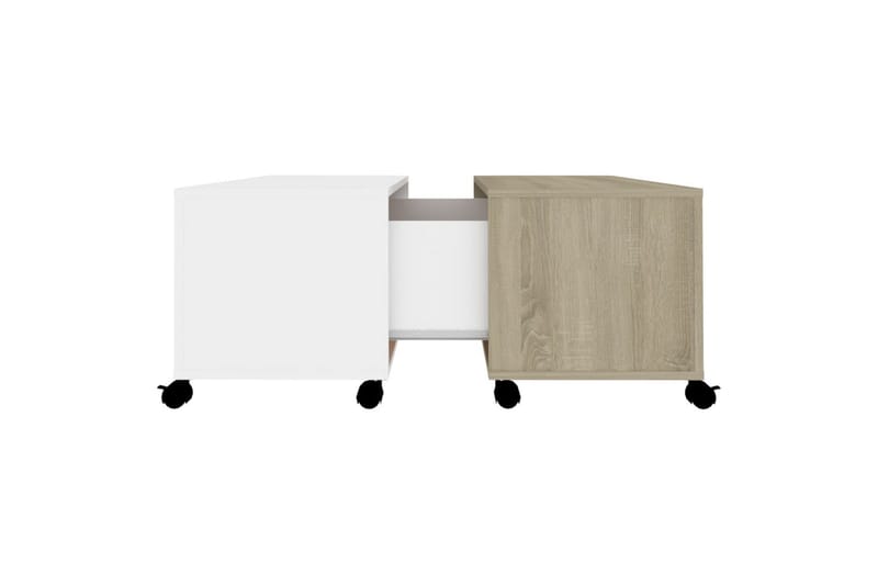 sofabord 75x75x38 cm spånplade hvid og sonoma-eg - Beige - Sofabord