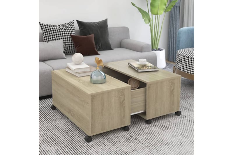 sofabord 75x75x38 cm spånplade sonoma-eg - Brun - Møbler - Borde - Sofabord