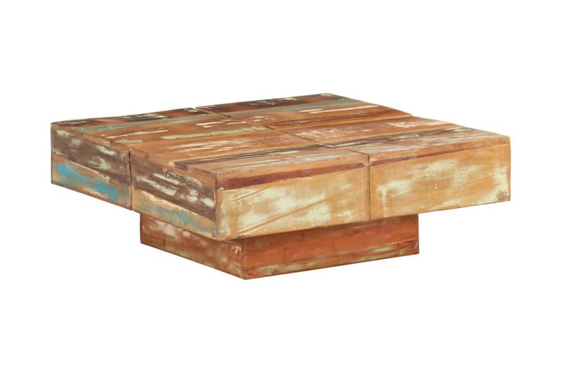 sofabord 80x80x28 cm massivt genbrugstræ - Brun - Møbler - Borde - Sofabord
