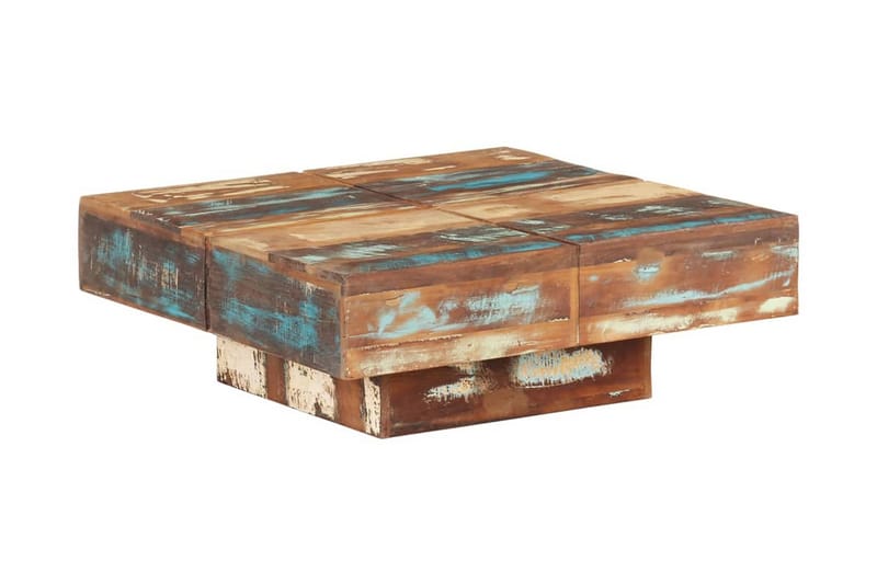 sofabord 80x80x28 cm massivt genbrugstræ - Brun - Møbler - Borde - Sofabord
