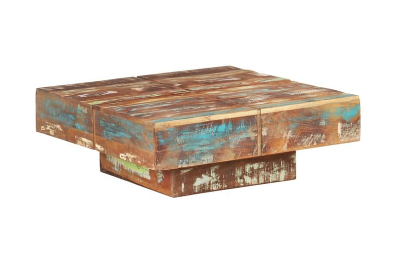 sofabord 80x80x28 cm massivt genbrugstræ - Brun - Møbler - Borde - Sofabord