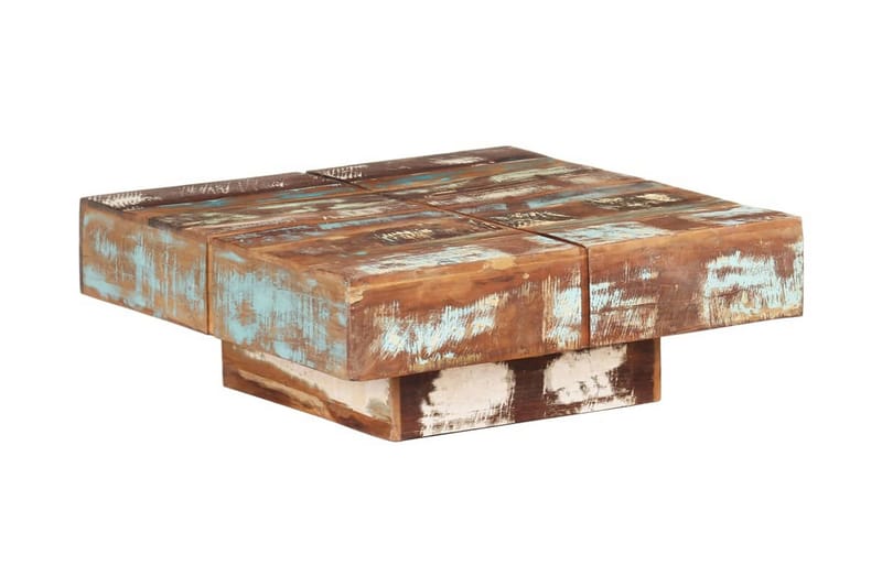 sofabord 80x80x28 cm massivt genbrugstræ - Brun - Møbler - Borde - Sofabord