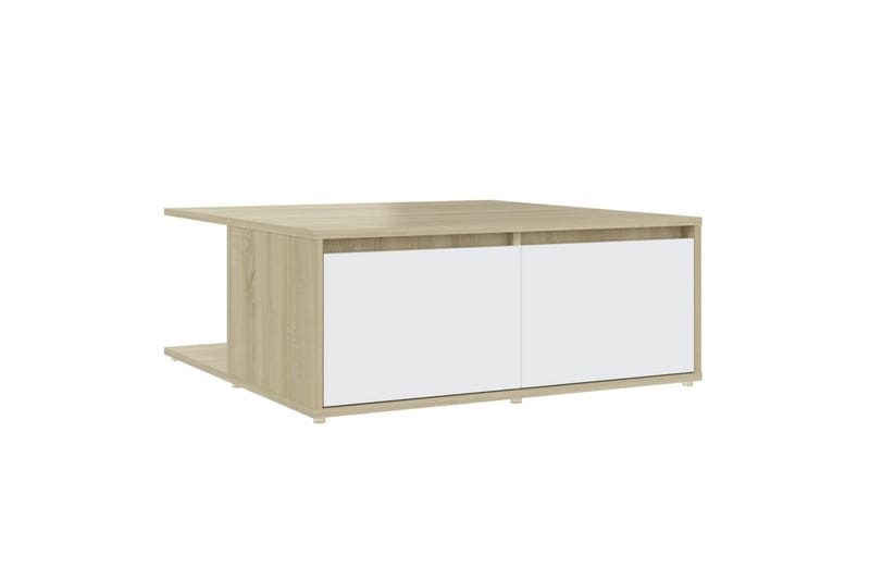 sofabord 80x80x31 cm spånplade hvid og sonoma-eg - Beige - Sofabord