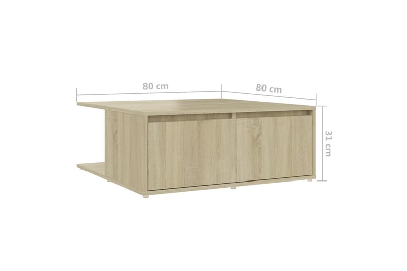 sofabord 80x80x31 cm spånplade sonoma-eg - Brun - Sofabord