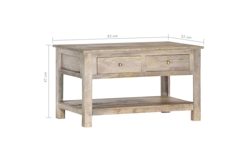 Sofabord 82x52x47 cm Massivt Mangotræ - Grå - Møbler - Borde - Sofabord