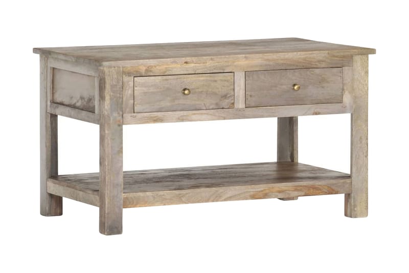 Sofabord 82x52x47 cm Massivt Mangotræ - Grå - Møbler - Borde - Sofabord