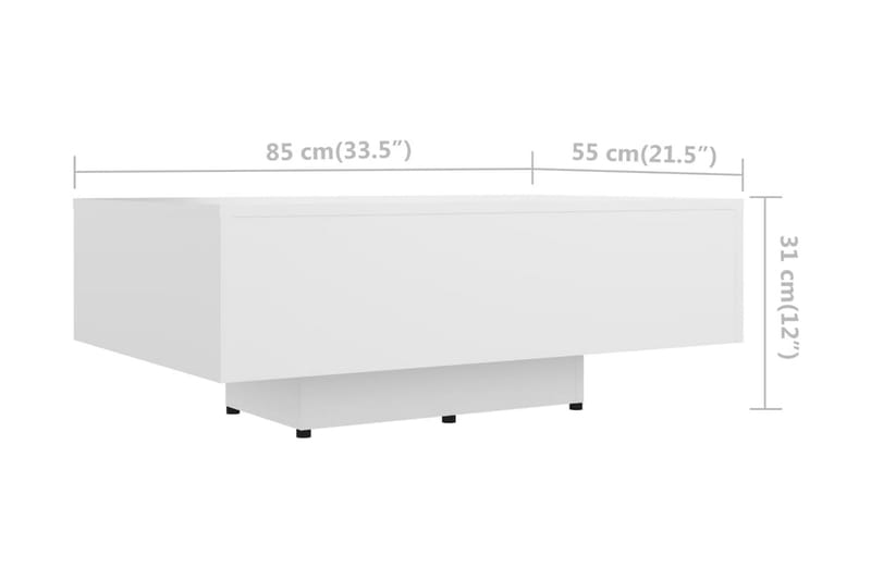 sofabord 85x55 x31 cm spånplade hvid - Hvid - Sofabord