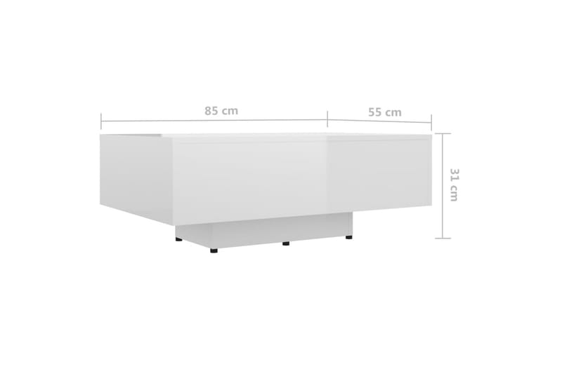 sofabord 85x55x31 cm spånplade hvid højglans - Hvid - Sofabord