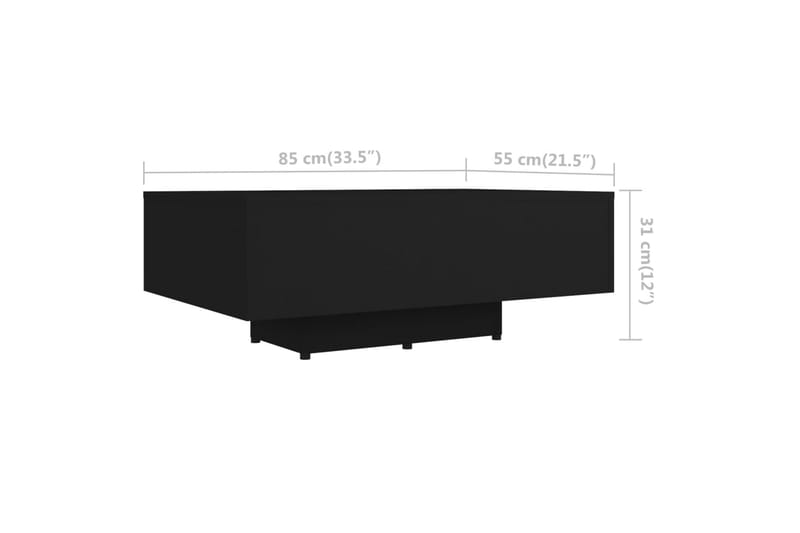sofabord 85x55x31 cm spånplade sort - Sort - Sofabord