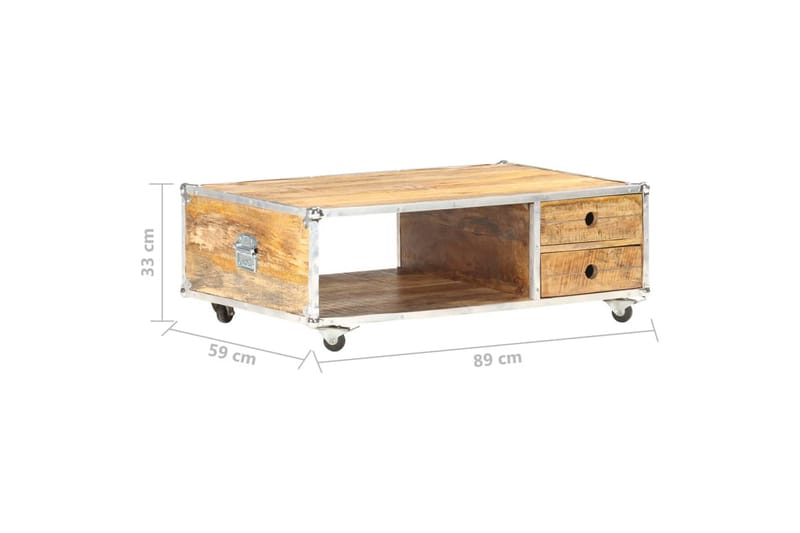 Sofabord 89x59x33 cm massivt ru mangotræ - Brun - Møbler - Borde - Sofabord