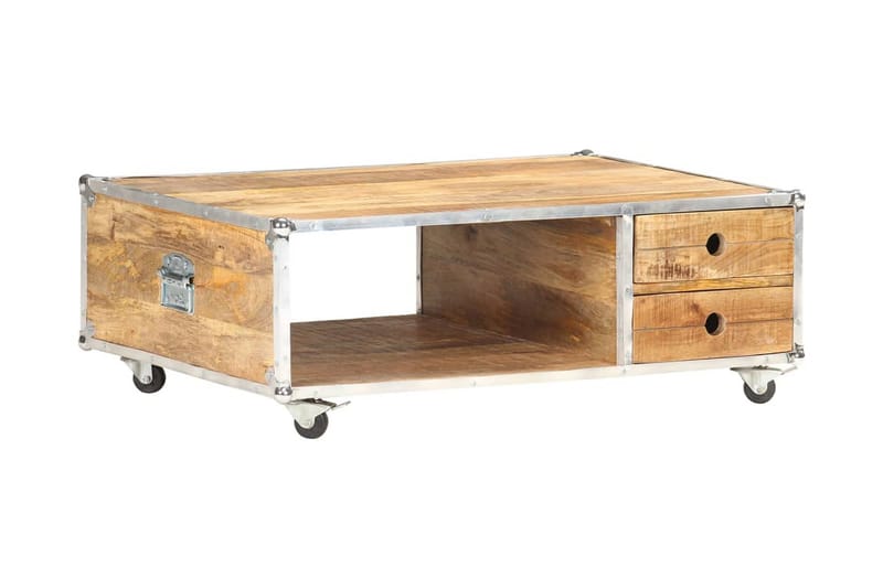 Sofabord 89x59x33 cm massivt ru mangotræ - Brun - Møbler - Borde - Sofabord