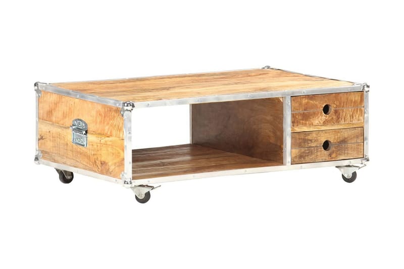 Sofabord 89x59x33 cm massivt ru mangotræ - Brun - Møbler - Borde - Sofabord