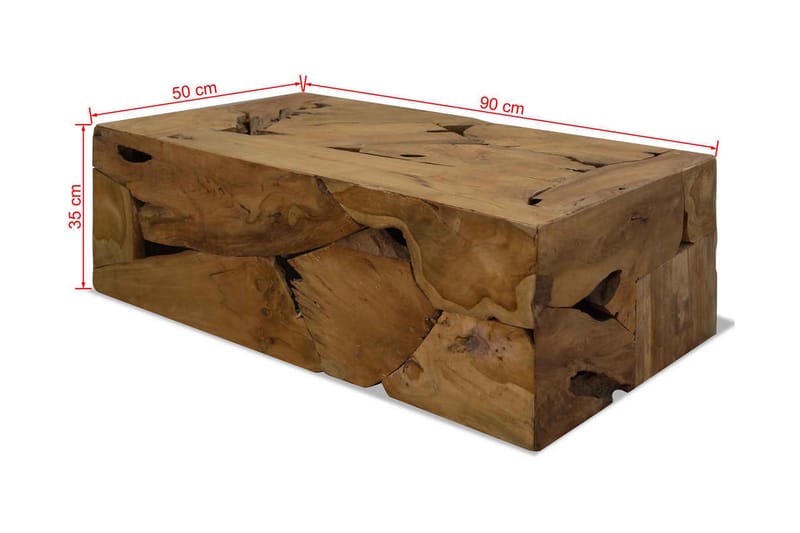 Sofabord 90 X 50 X 35 Cm Ægte Teaktræ Brun - Brun - Møbler - Borde - Sofabord