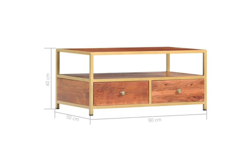 sofabord 90 x 50 x 40 cm massivt akacietræ - Brun - Møbler - Borde - Sofabord