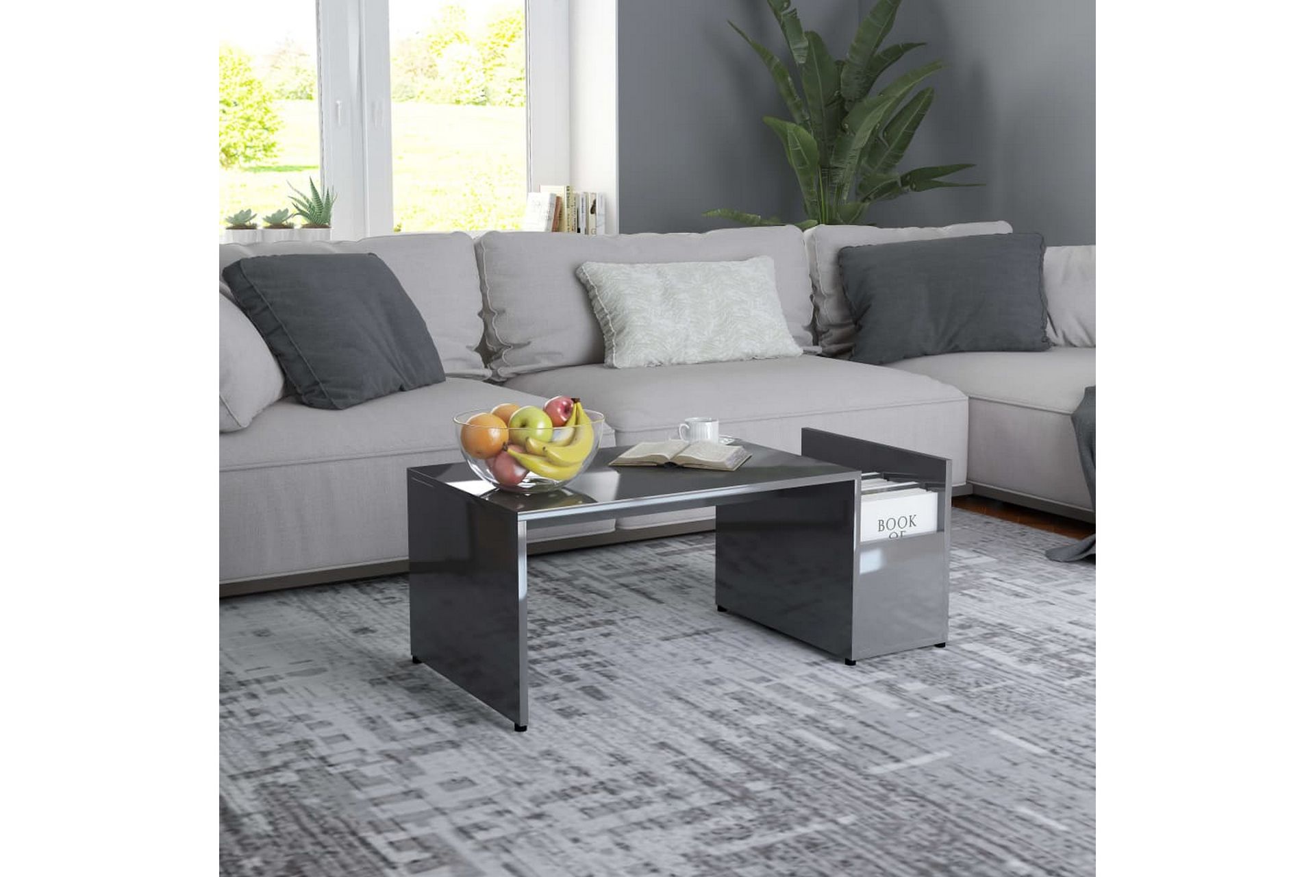 Sofabord 90X45X35 cm Spånplade Grå Höjglans - Møbler - Borde - Sofabord