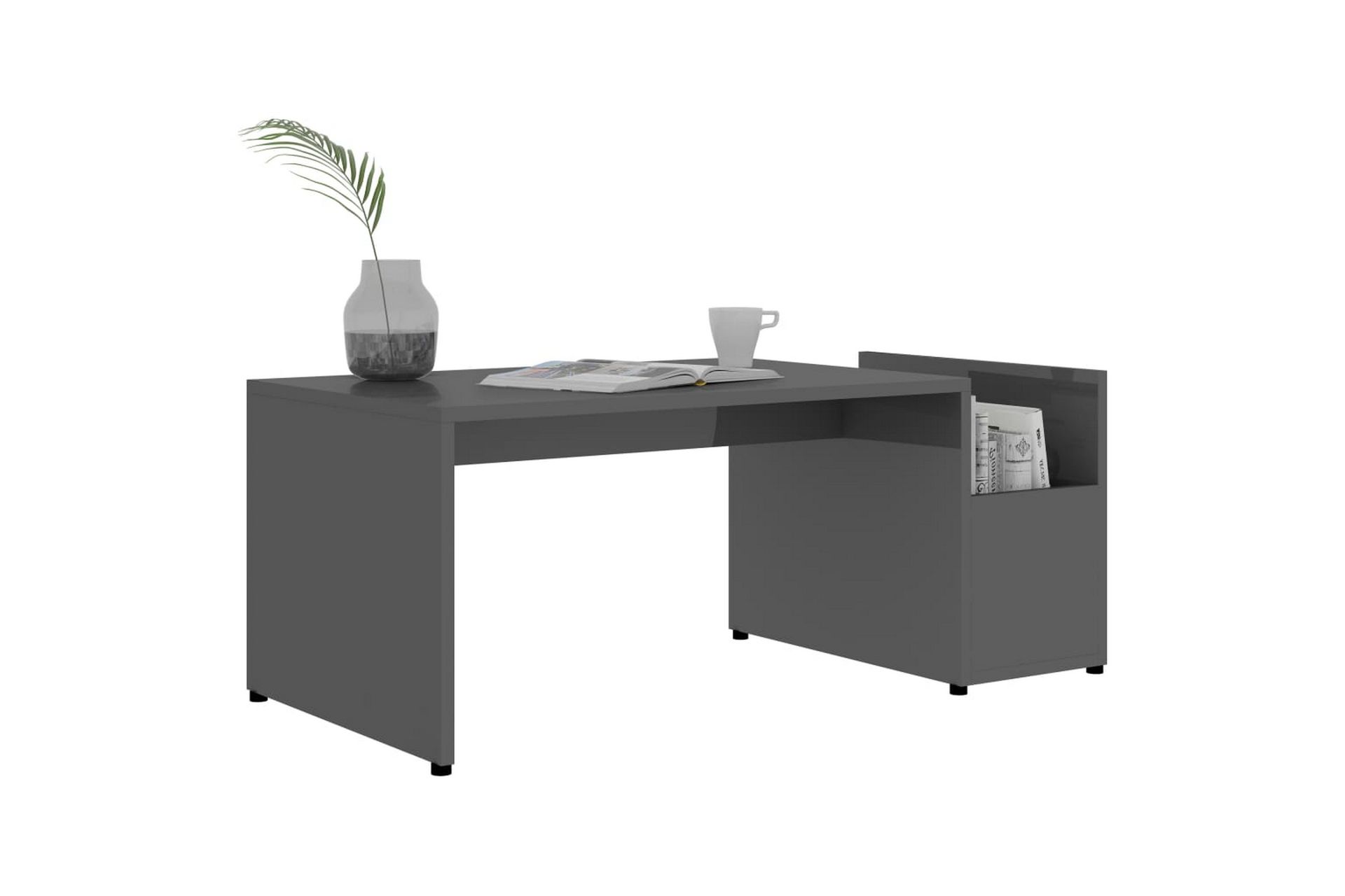 Sofabord 90X45X35 cm Spånplade Grå Höjglans - Møbler - Borde - Sofabord