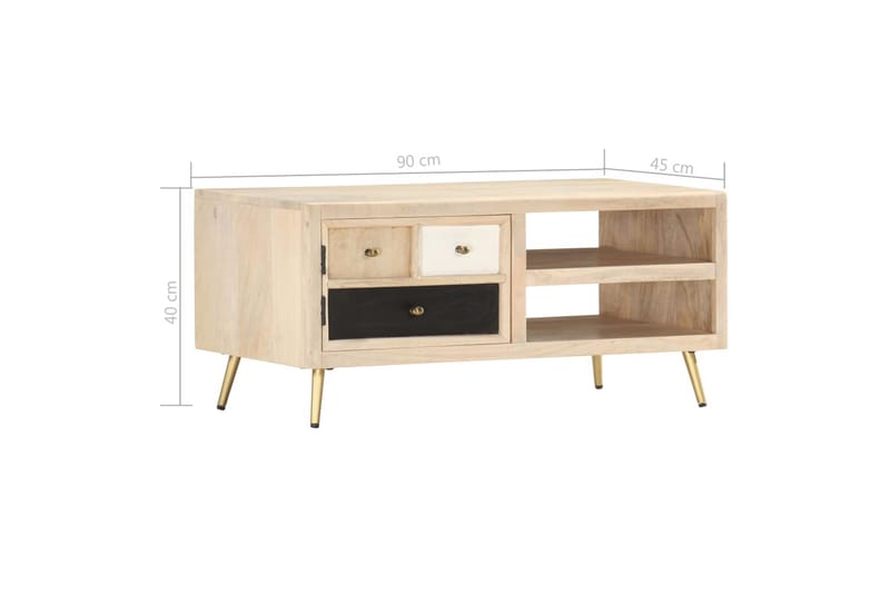 sofabord 90x45x40 cm massivt mangotræ - Brun - Møbler - Borde - Sofabord