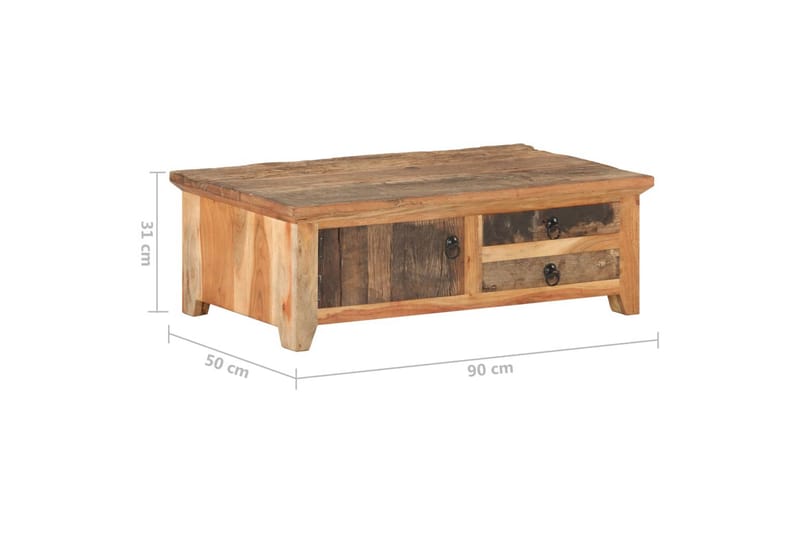Sofabord 90x50x31 cm massivt genbrugstræ - Møbler - Borde - Sofabord