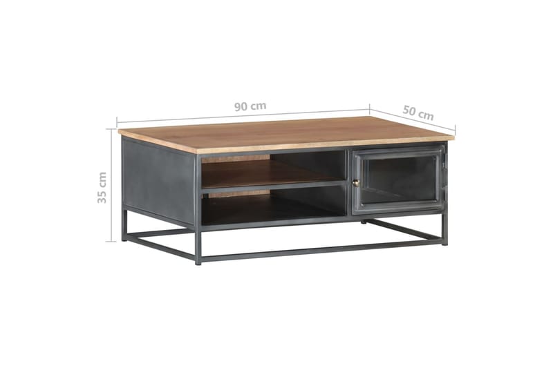 sofabord 90x50x35 cm massivt akacietræ grå - Grå - Sofabord
