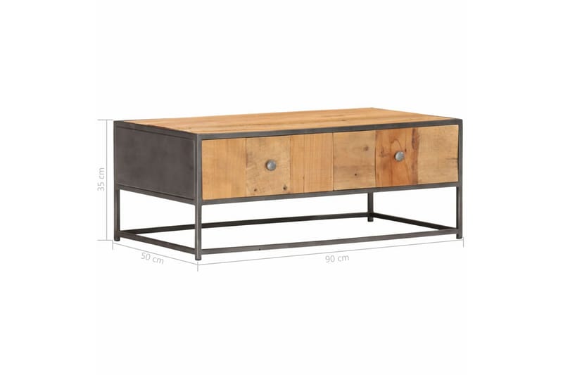 sofabord 90x50x35 cm massivt genbrugstræ - Brun - Møbler - Borde - Sofabord