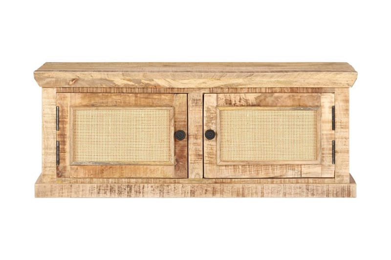 Sofabord 90X50X35 cm Massivt Mangotræ Og Naturlige Rør - Brun - Møbler - Borde - Sofabord
