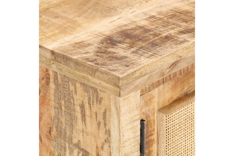Sofabord 90X50X35 cm Massivt Mangotræ Og Naturlige Rør - Brun - Møbler - Borde - Sofabord
