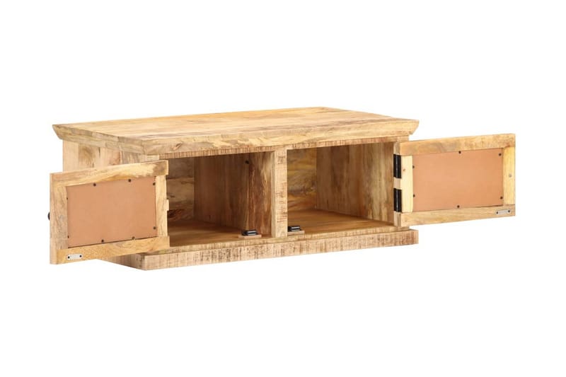 Sofabord 90X50X35 cm Massivt Mangotræ Og Naturlige Rør - Brun - Møbler - Borde - Sofabord