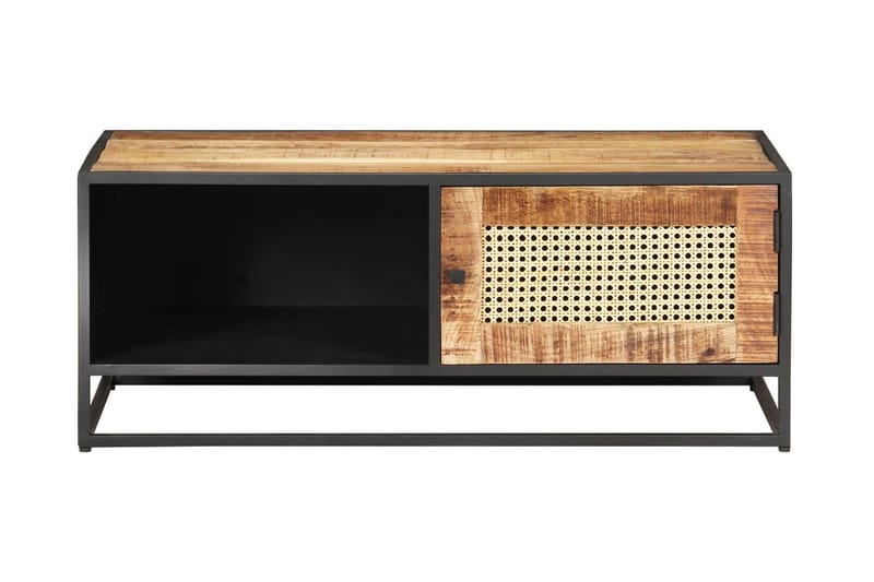 Sofabord 90x50x35 cm ru mangotræ og naturlig rørflet - Brun - Møbler - Borde - Sofabord