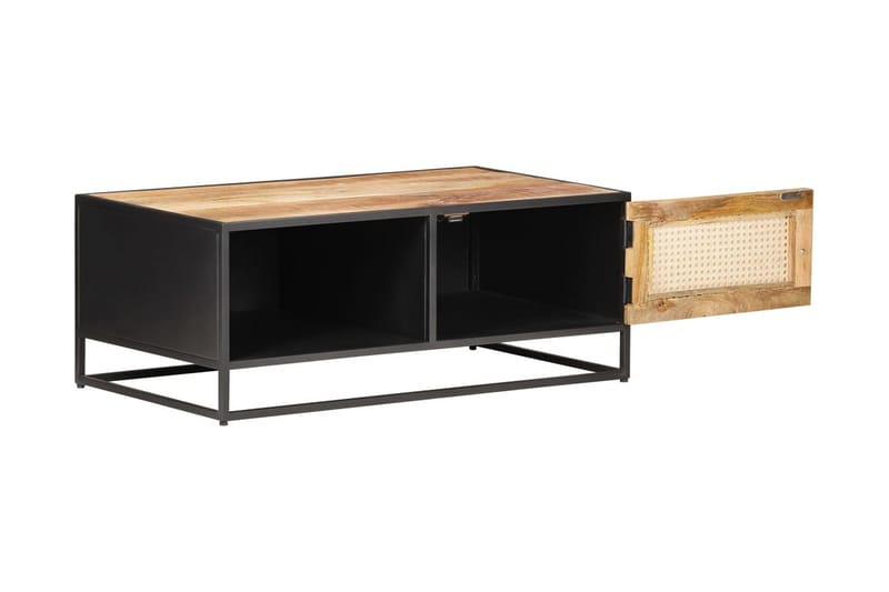 Sofabord 90x50x35 cm ru mangotræ og naturlig rørflet - Brun - Møbler - Borde - Sofabord