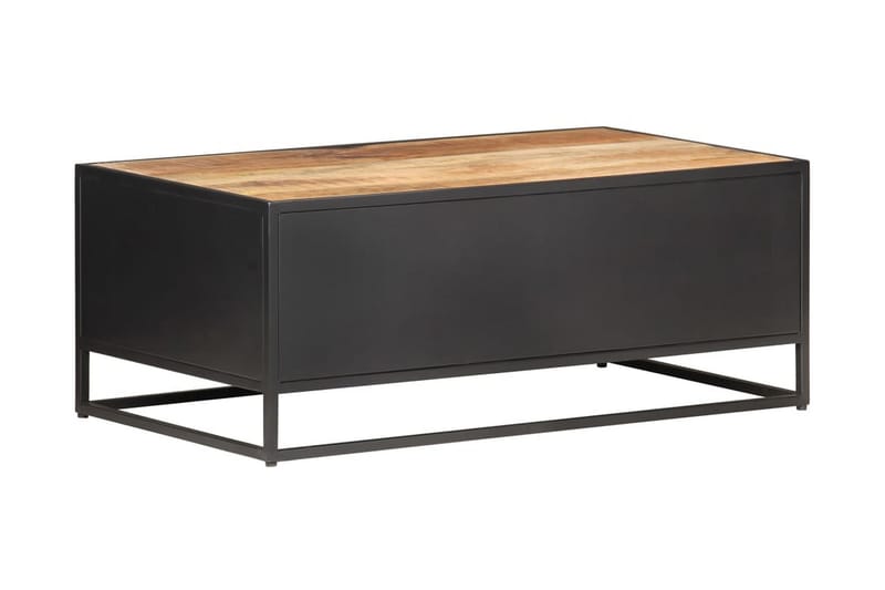 Sofabord 90x50x35 cm ru mangotræ og naturlig rørflet - Brun - Møbler - Borde - Sofabord