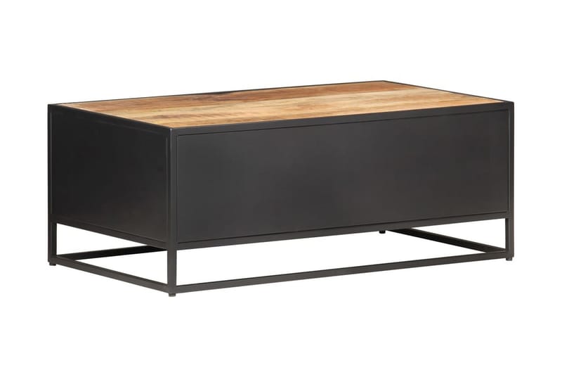Sofabord 90x50x35 cm ru mangotræ og naturlig rørflet - Brun - Sofabord