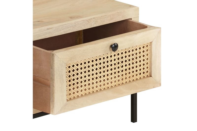 sofabord 90x50x37 cm massivt mangotræ og naturligt rørflet - Brun - Møbler - Borde - Sofabord