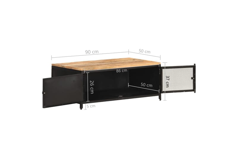 Sofabord 90x50x37 cm massivt ru mangotræ - Sort - Møbler - Borde - Sofabord