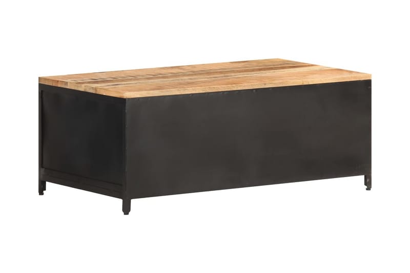 Sofabord 90x50x37 cm massivt ru mangotræ - Sort - Sofabord