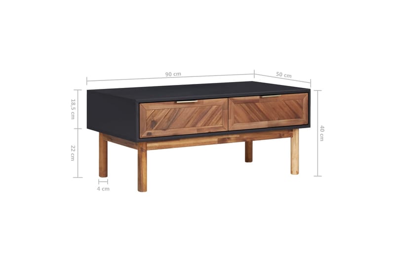 Sofabord 90x50x40 cm Massivt Akacietræ Og Mdf - Møbler - Borde - Sofabord