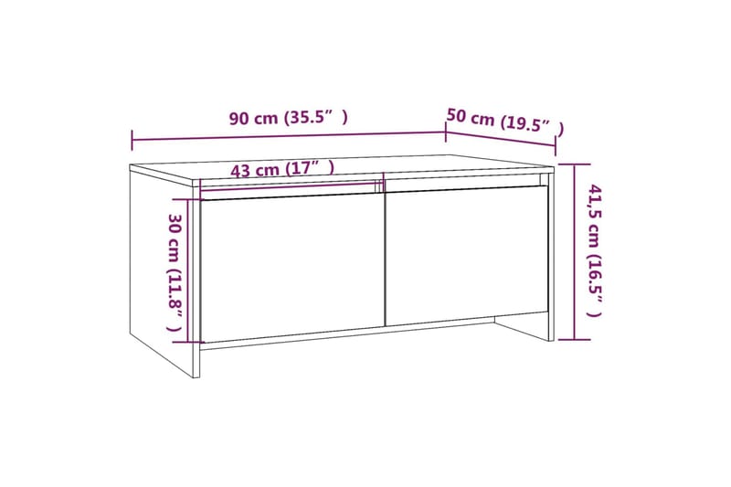 sofabord 90x50x41,5 cm spånplade betongrå - Grå - Sofabord
