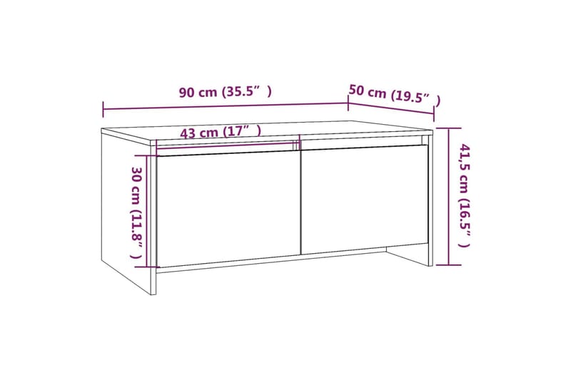 sofabord 90x50x41,5 cm spånplade grå sonoma-eg - Grå - Sofabord