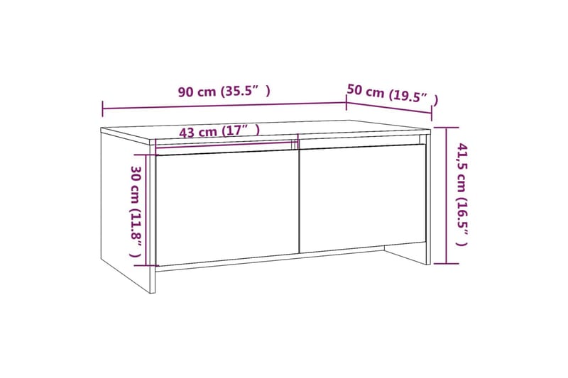 sofabord 90x50x41,5 cm spånplade sort - Sort - Møbler - Borde - Sofabord