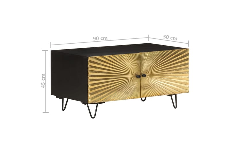 sofabord 90x50x45 cm massivt mangotræ - Sort - Møbler - Borde - Sofabord