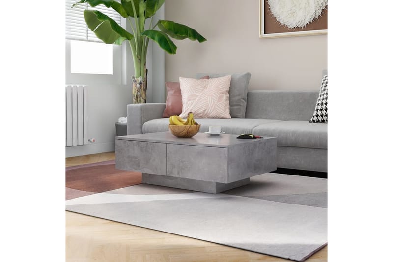 sofabord 90x60x31 cm spånplade betongrå - Grå - Sofabord