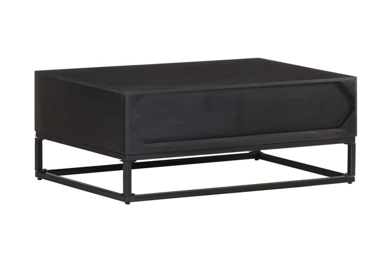 sofabord 90x60x35 cm massivt mangotræ - Sort - Sofabord