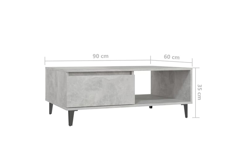 sofabord 90x60x35 cm spånplade betongrå - Grå - Møbler - Borde - Sofabord