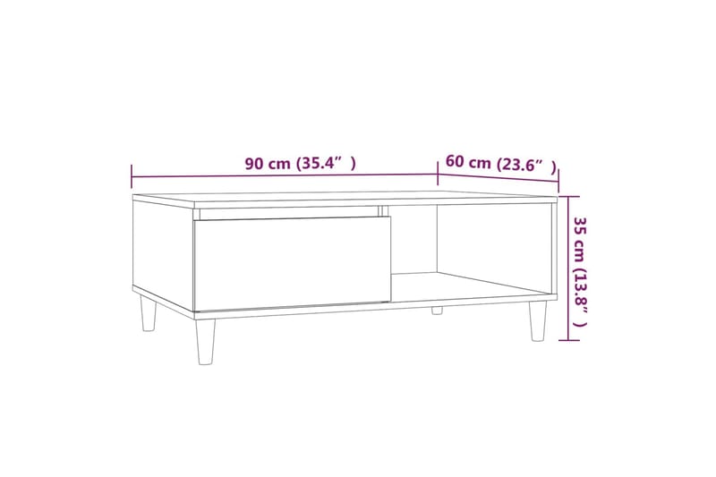 sofabord 90x60x35 cm spånplade grå sonoma-eg - Grå - Møbler - Borde - Sofabord