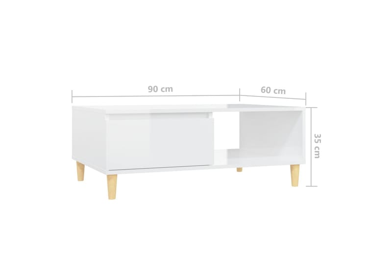 sofabord 90x60x35 cm spånplade hvid højglans - Hvid - Sofabord