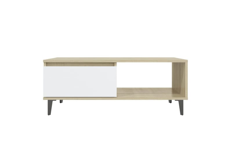 sofabord 90x60x35 cm spånplade hvid og sonoma-eg - Beige - Sofabord